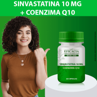 Sinvastatina 10mg com Coenzima Q10 50mg, Composto Premium - 60 Cápsulas